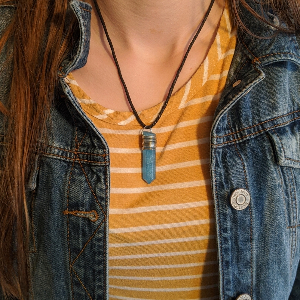 Hand Crafted Blue Crystal Chakra Healing Necklace